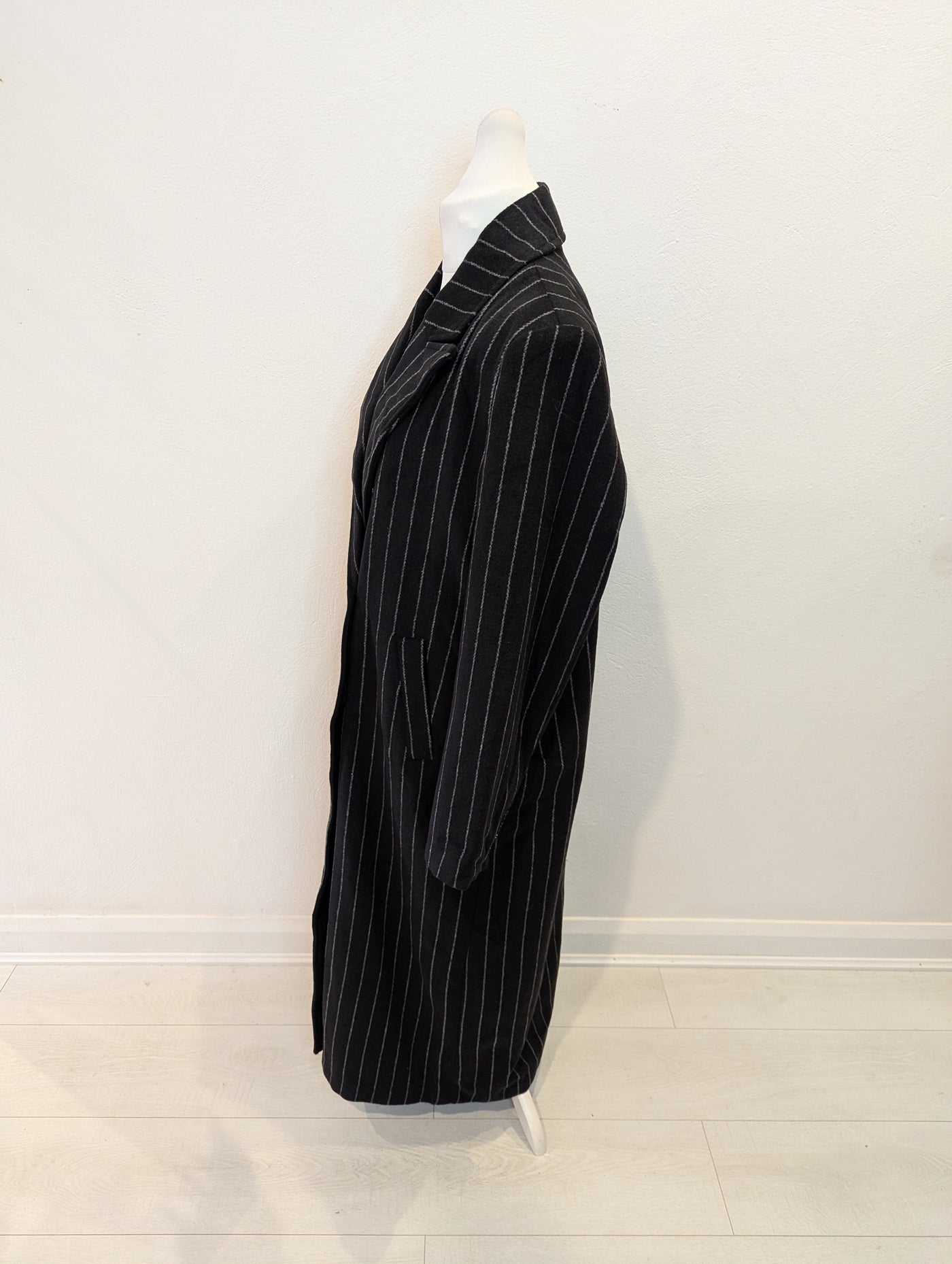 Warehouse Charcoal Pinstripe Coat 14