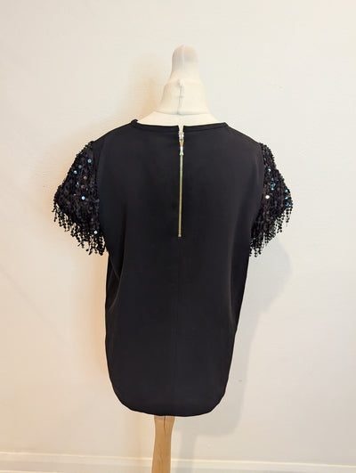 Kate Spade Black Sequin sleeve Top 8