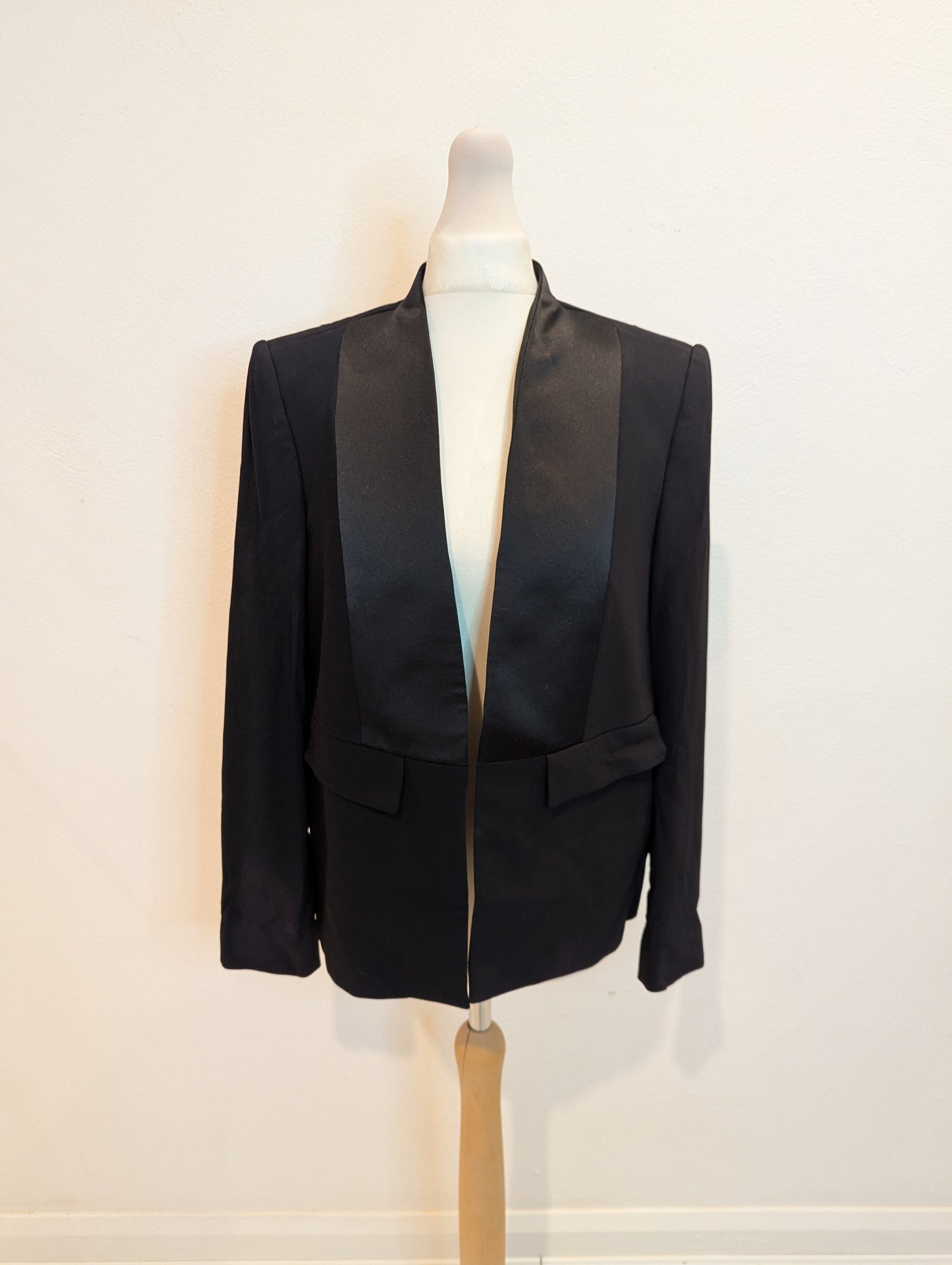 Zara Black Satin Trim Jacket M RRP £89.99