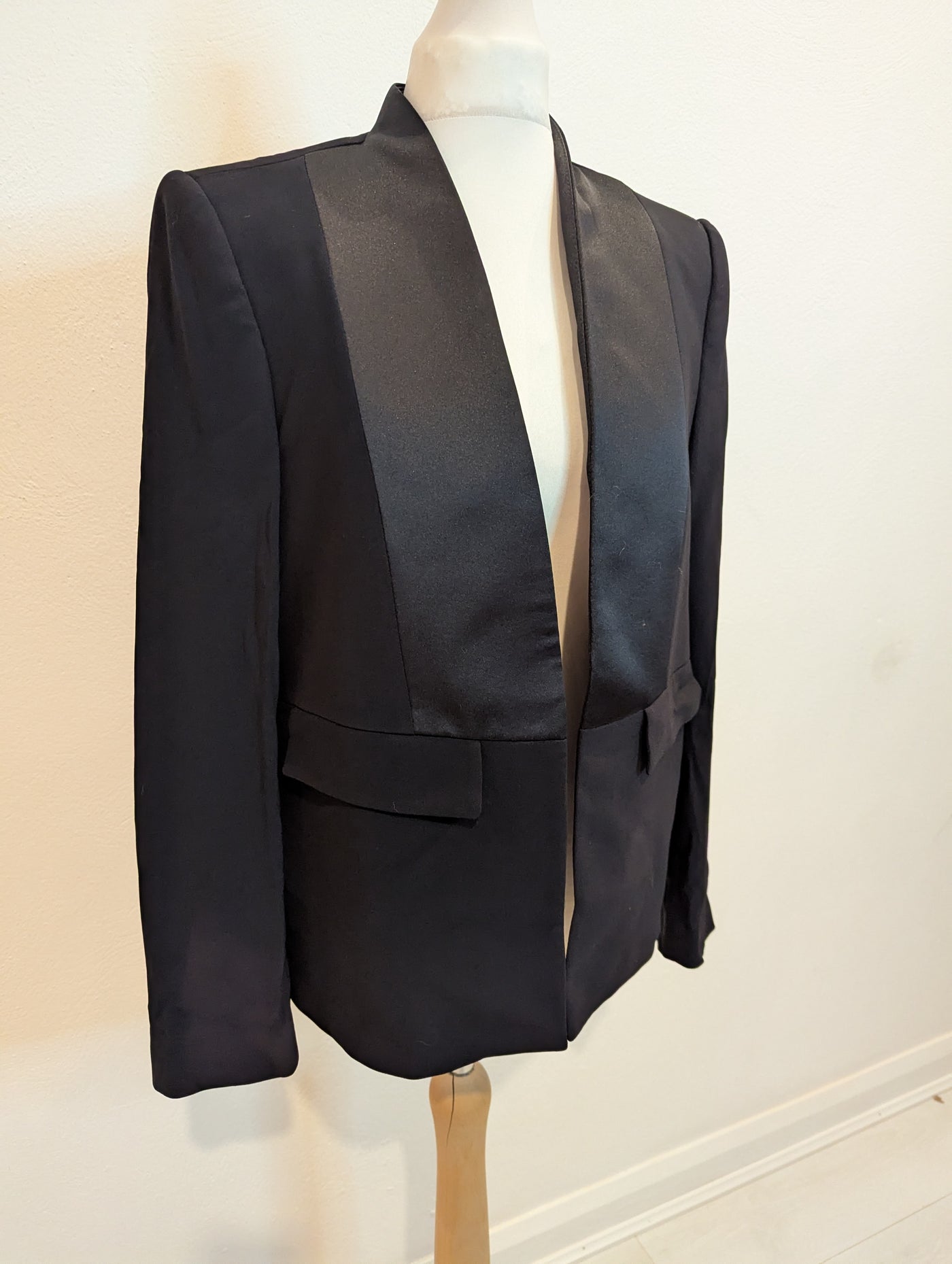Zara Black Satin Trim Jacket M RRP £89.99