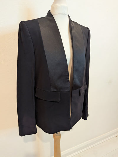 Zara Black Satin Trim Jacket M RRP £89.99