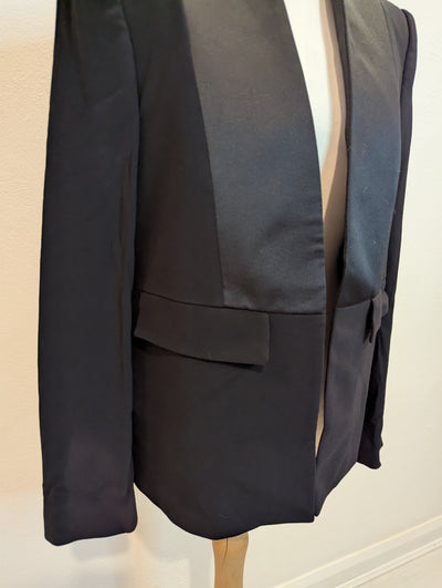 Zara Black Satin Trim Jacket M RRP £89.99