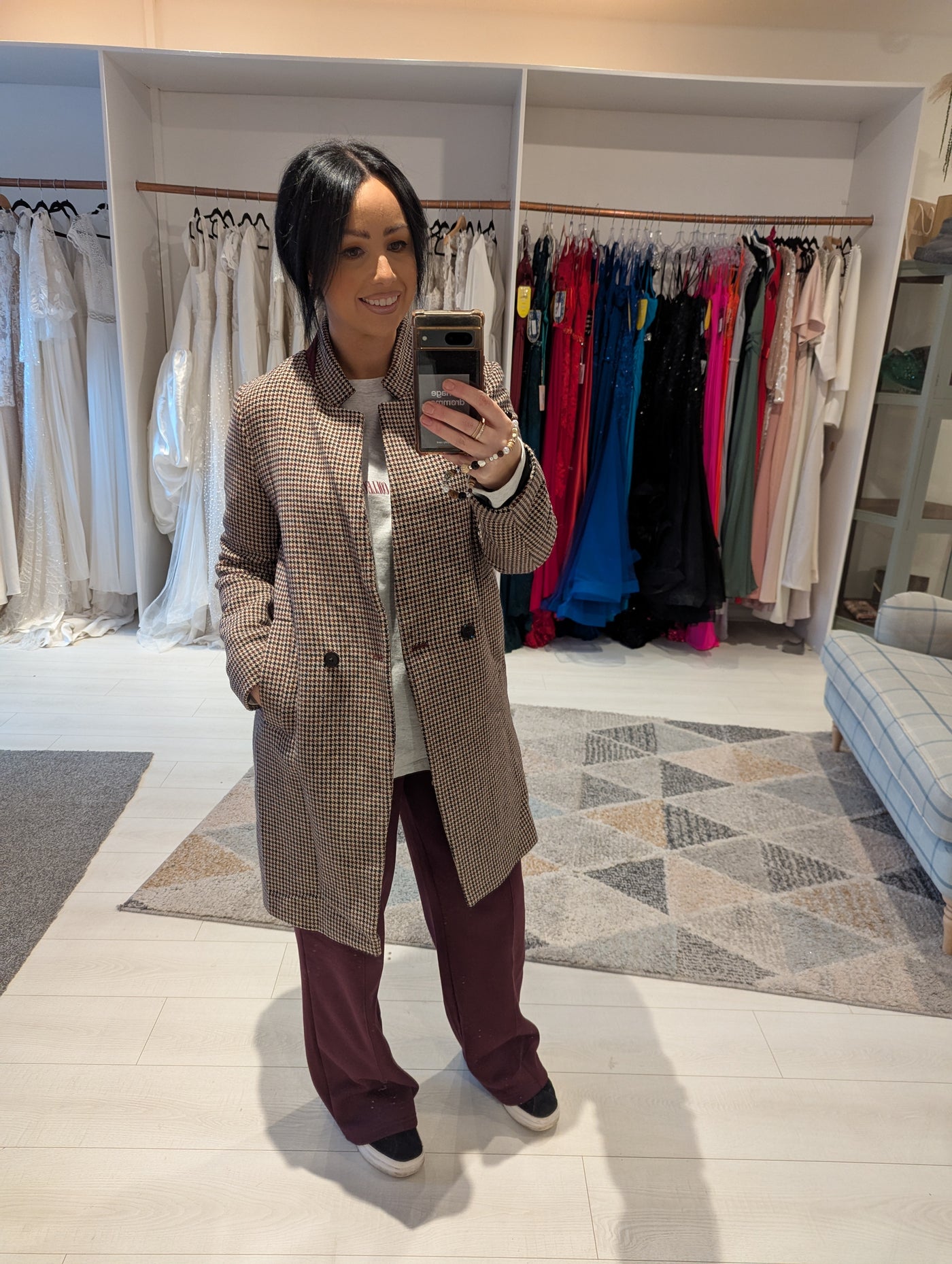 Zara Dogtooth Coat M