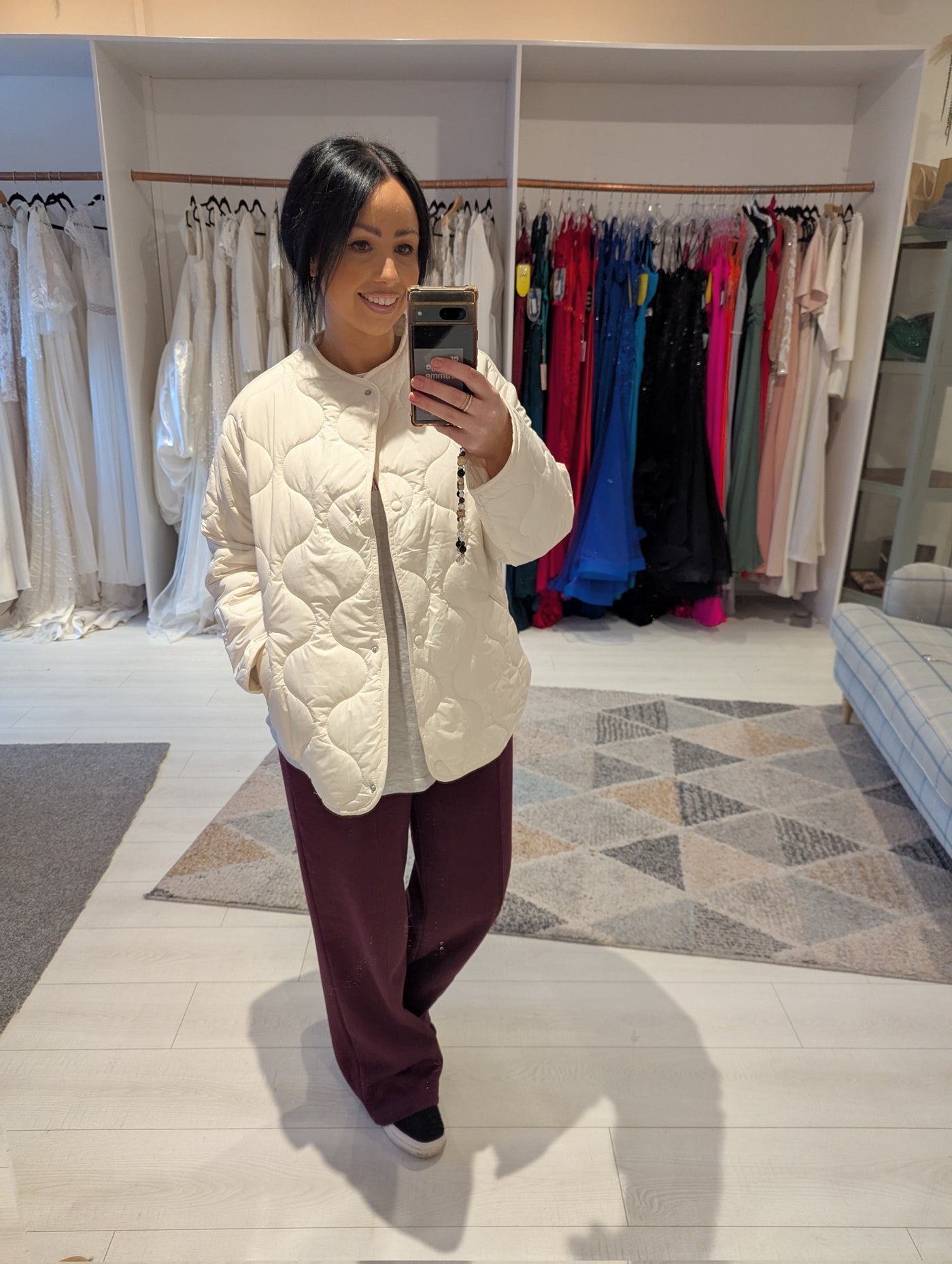 MNG Cream Quilted Jacket NWT M