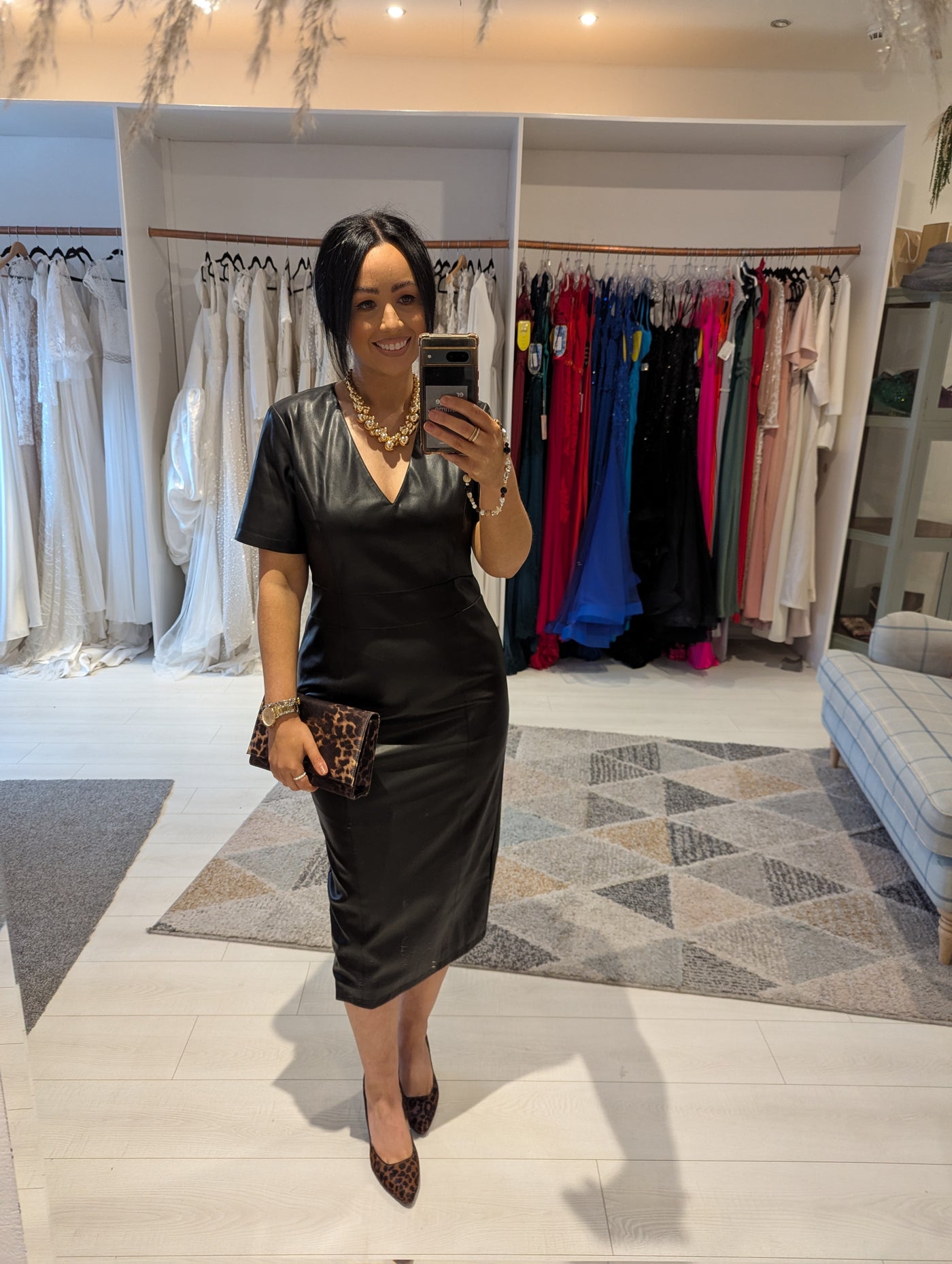 V By Very Black Pleather Dress 12/14