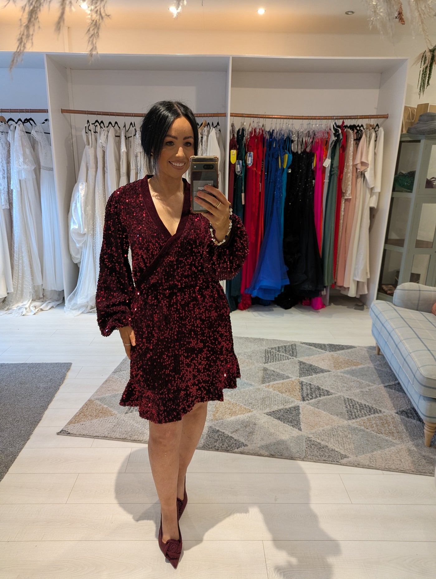Love & Roses Burgundy Sequin Dress 12 NWT