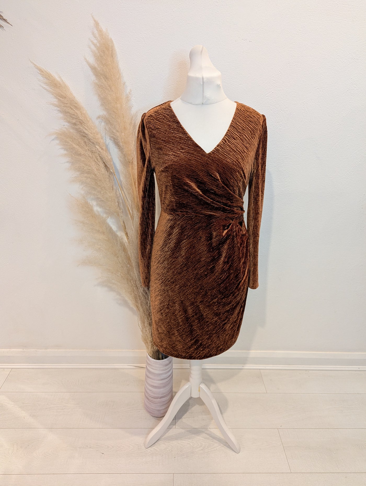 M&S Gold Velvet Dress 12