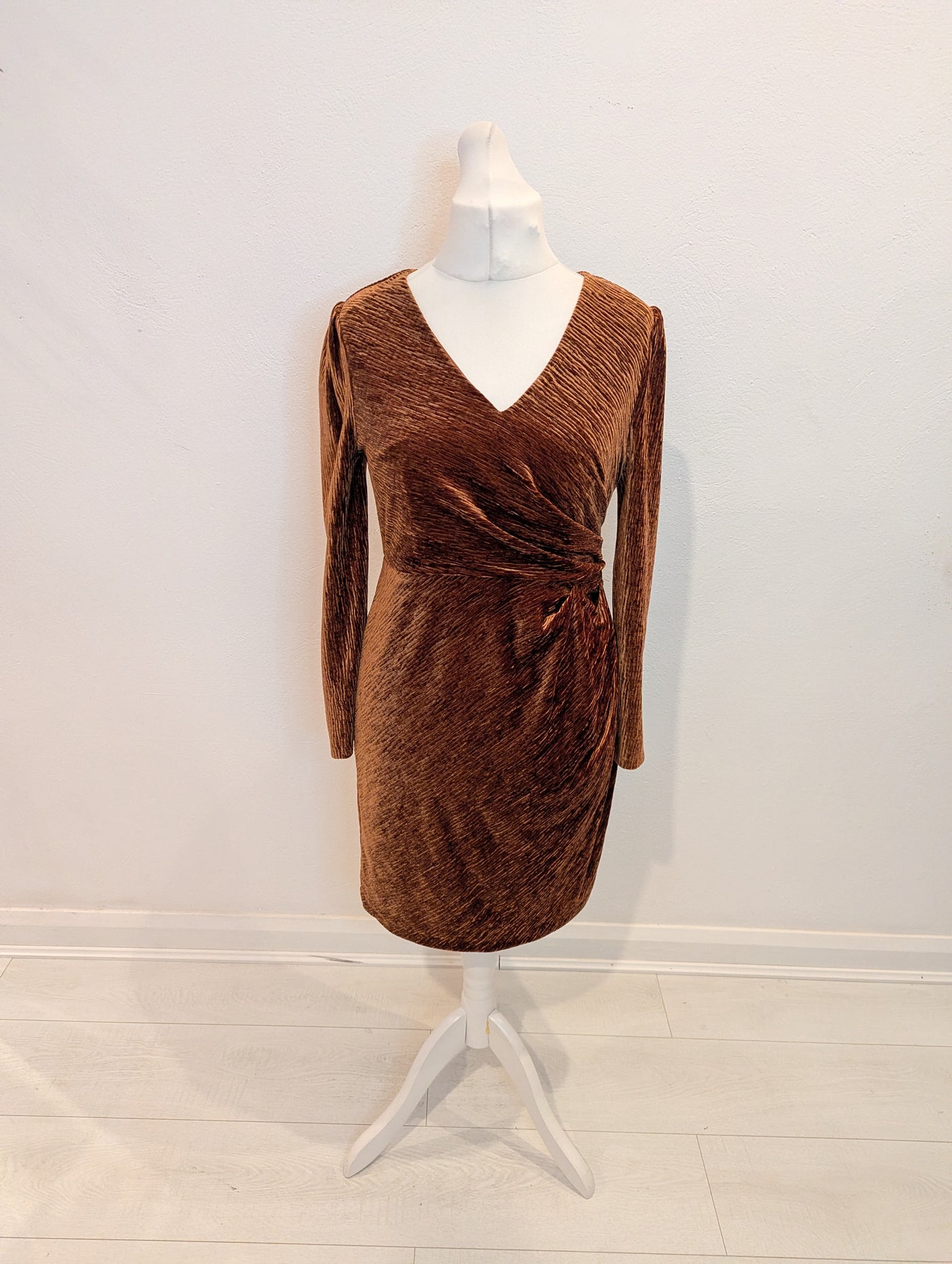 M&S Gold Velvet Dress 12