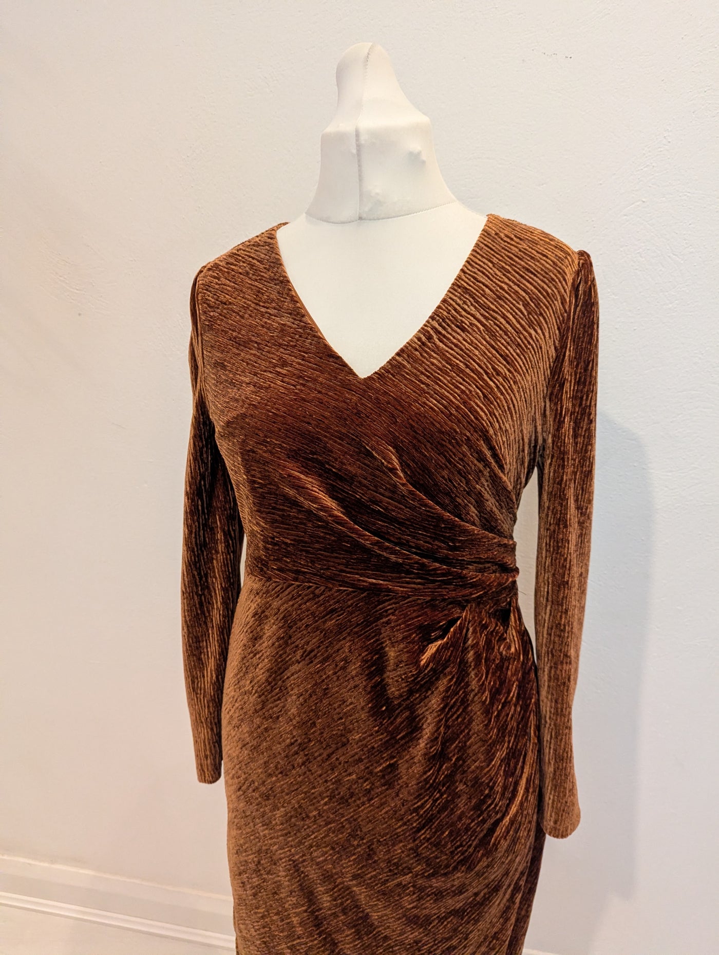 M&S Gold Velvet Dress 12
