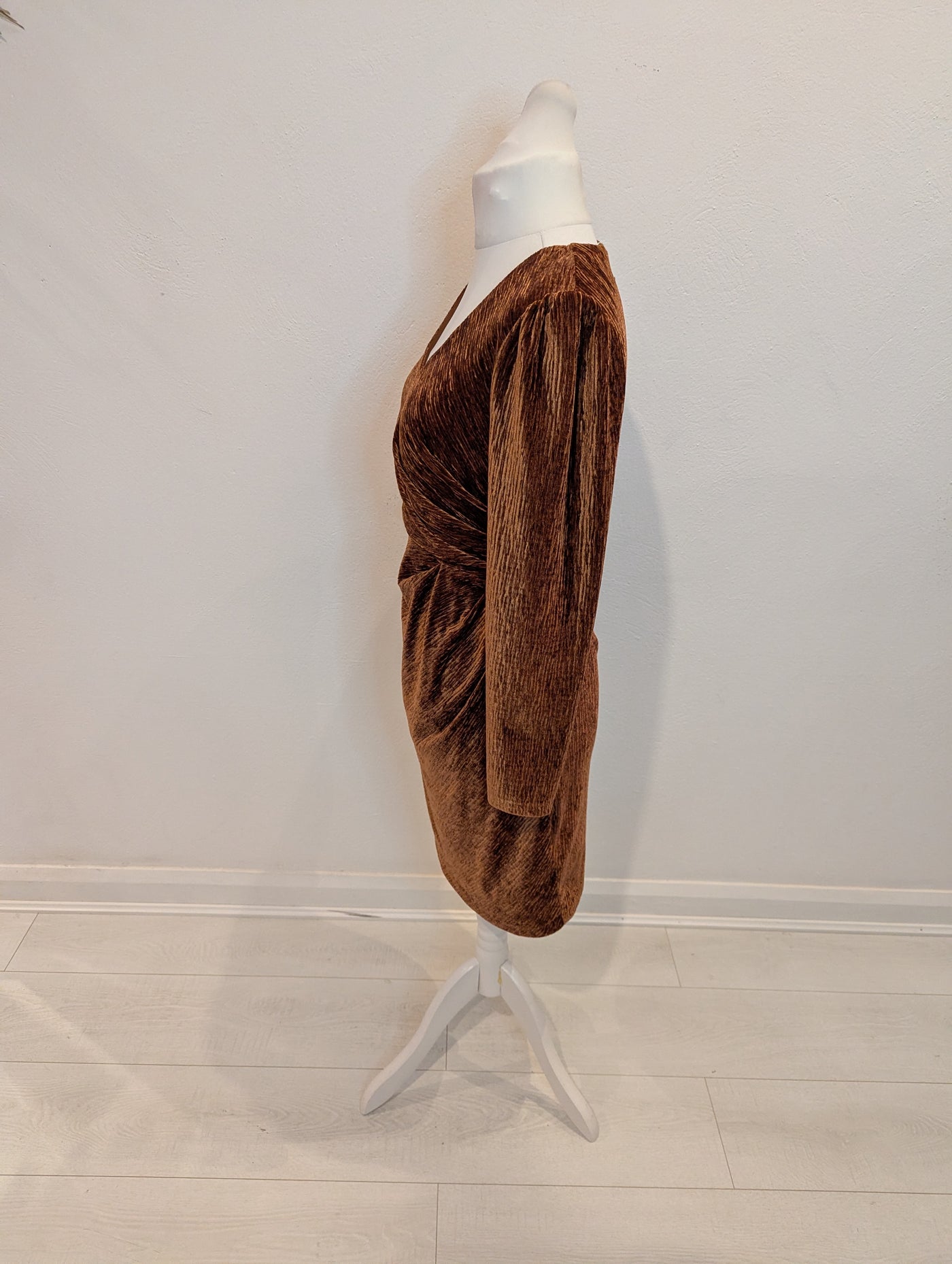 M&S Gold Velvet Dress 12