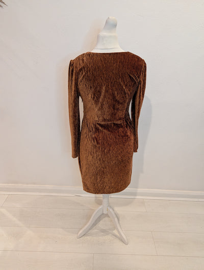M&S Gold Velvet Dress 12
