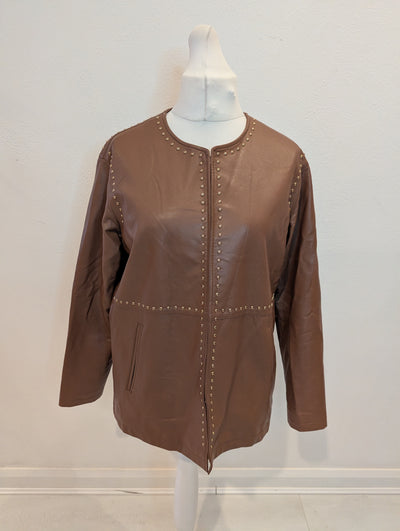 October Brown Pleather Jacket M