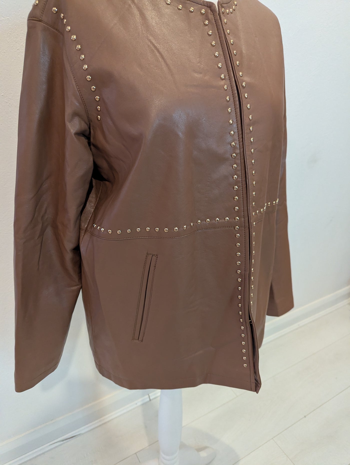 October Brown Pleather Jacket M