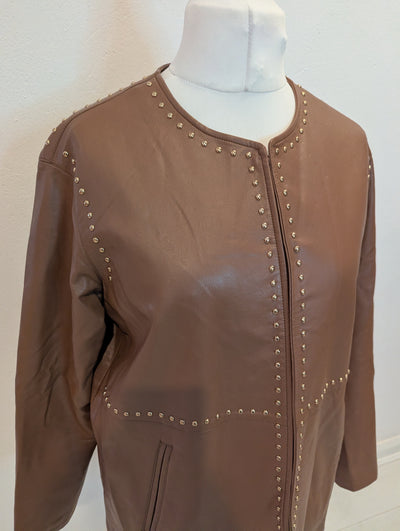 October Brown Pleather Jacket M