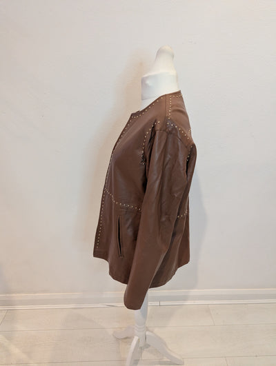 October Brown Pleather Jacket M