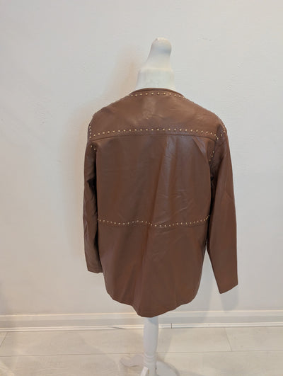 October Brown Pleather Jacket M