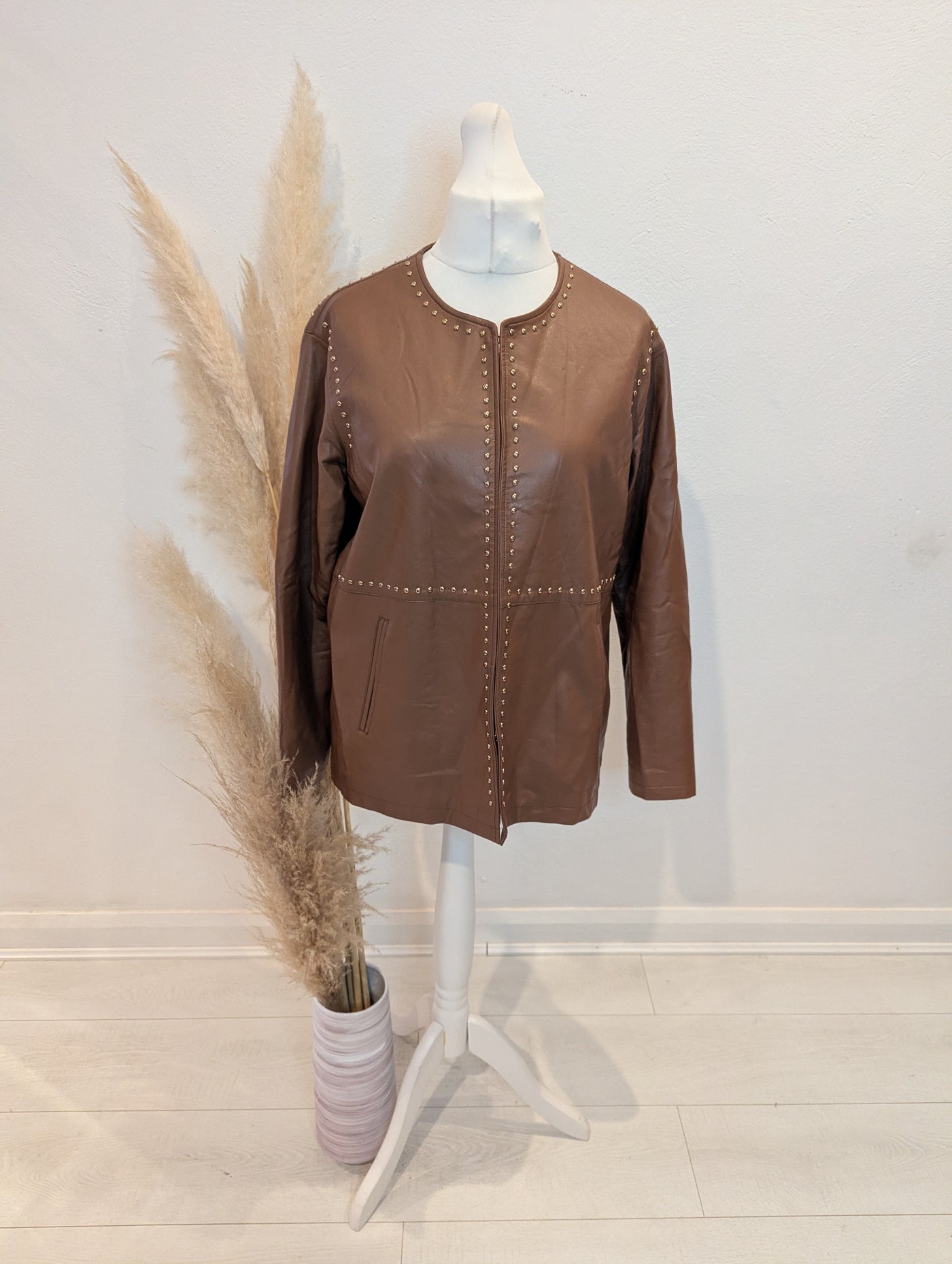 October Brown Pleather Jacket M