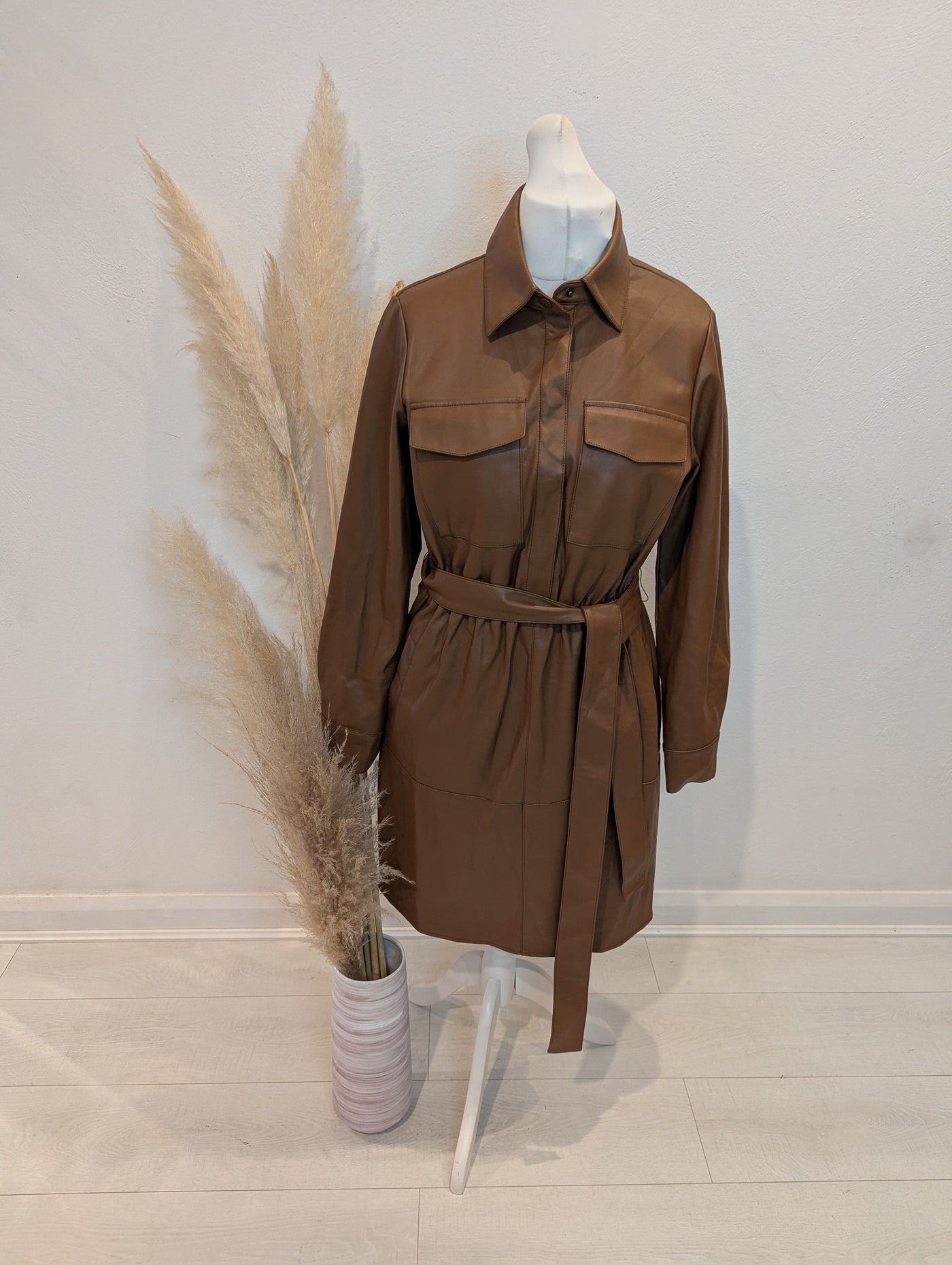 V by Very Brown Pleather Dress NWT 14