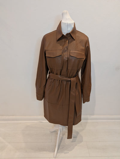 V by Very Brown Pleather Dress NWT 14