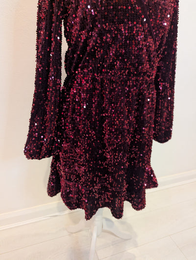 Love & Roses Burgundy Sequin Dress 12 NWT