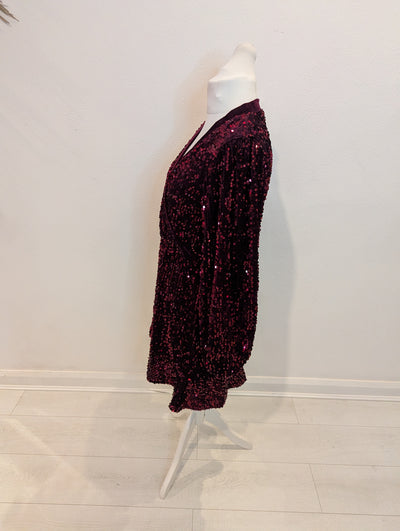 Love & Roses Burgundy Sequin Dress 12 NWT