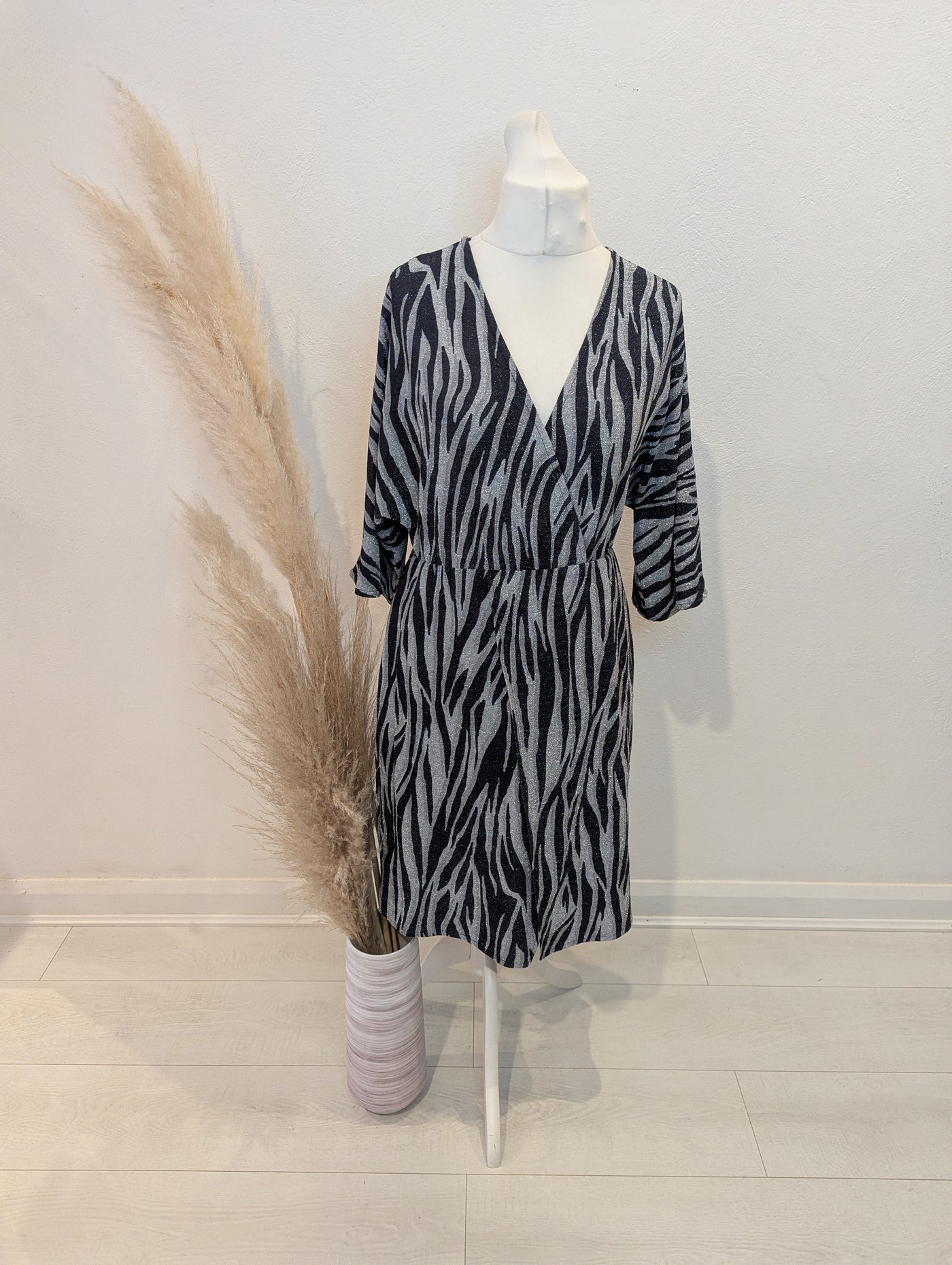 Biba Black & Silver Sparkle Dress 12