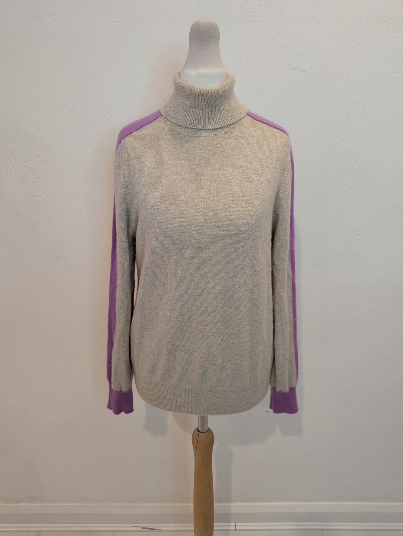 Autograph Beige Lilac Stripe Cashmere Jumper 10