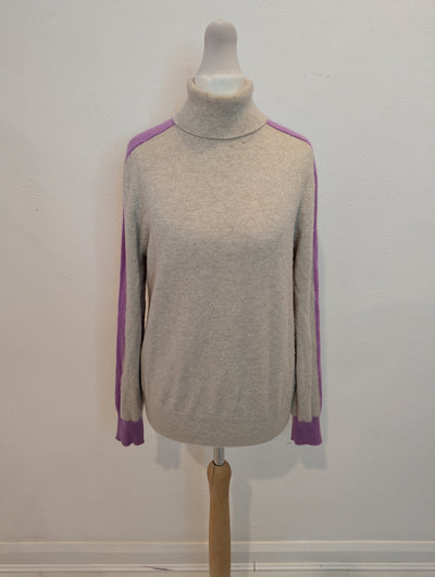 Autograph Beige Lilac Stripe Cashmere Jumper 10
