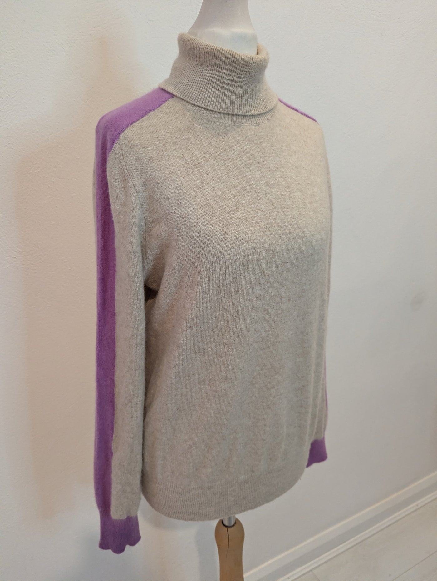 Autograph Beige Lilac Stripe Cashmere Jumper 10