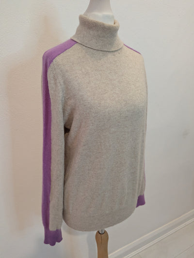 Autograph Beige Lilac Stripe Cashmere Jumper 10
