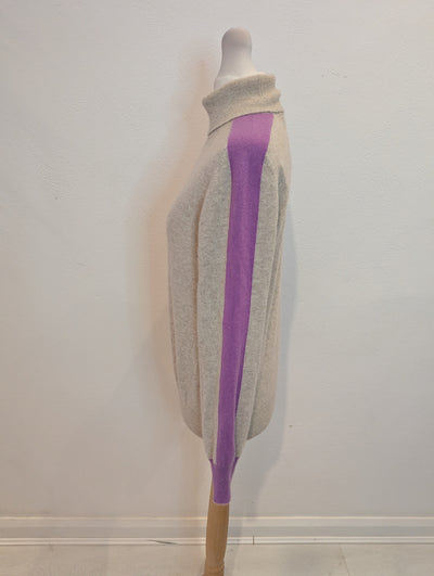 Autograph Beige Lilac Stripe Cashmere Jumper 10