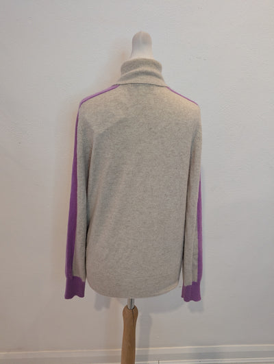 Autograph Beige Lilac Stripe Cashmere Jumper 10