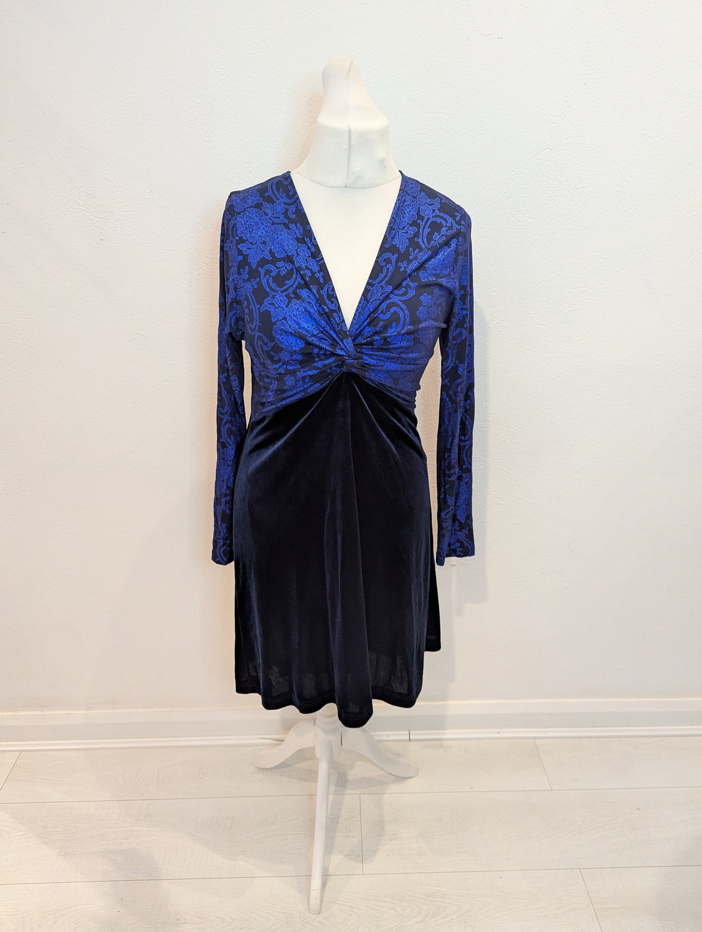 Joe Browns Blue & Navy Velvet Dress 14
