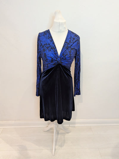 Joe Browns Blue & Navy Velvet Dress 14