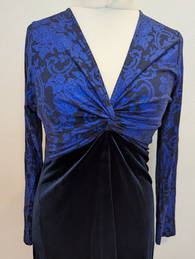 Joe Browns Blue & Navy Velvet Dress 14