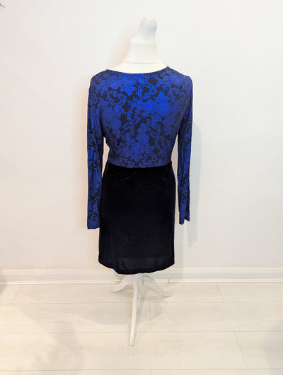 Joe Browns Blue & Navy Velvet Dress 14