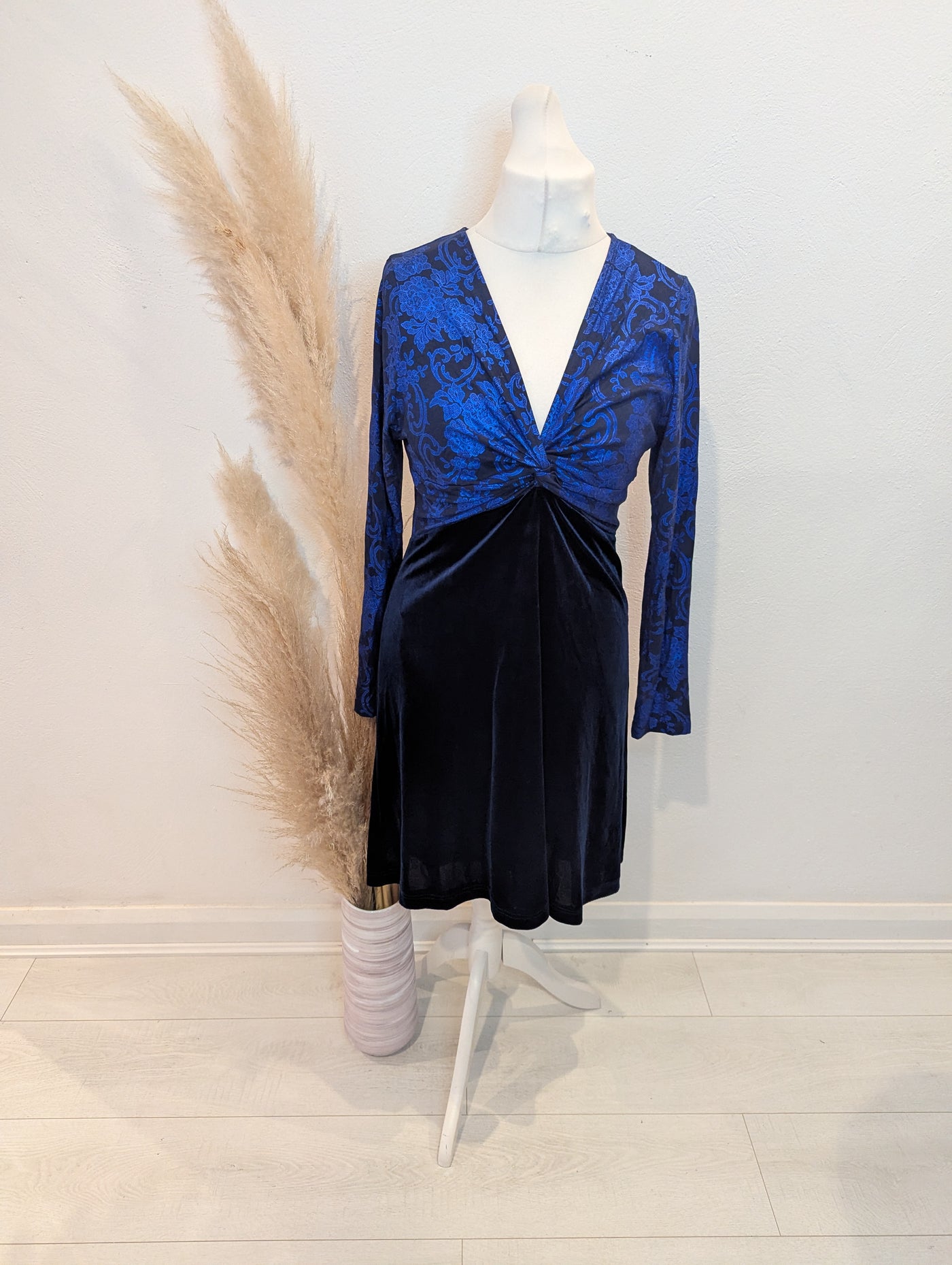 Joe Browns Blue & Navy Velvet Dress 14