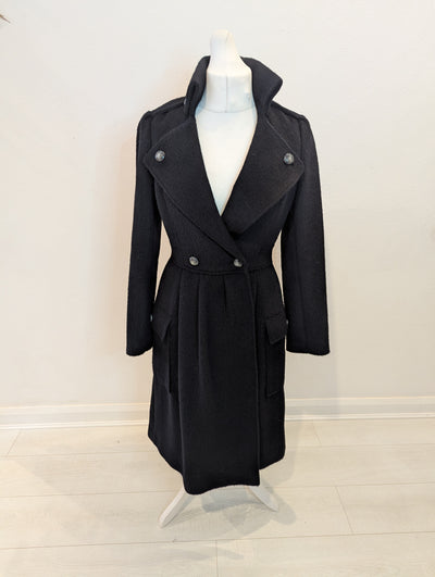 Diane Von Furstenberg Black wool and silk lined coat 12