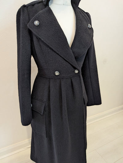 Diane Von Furstenberg Black wool and silk lined coat 12