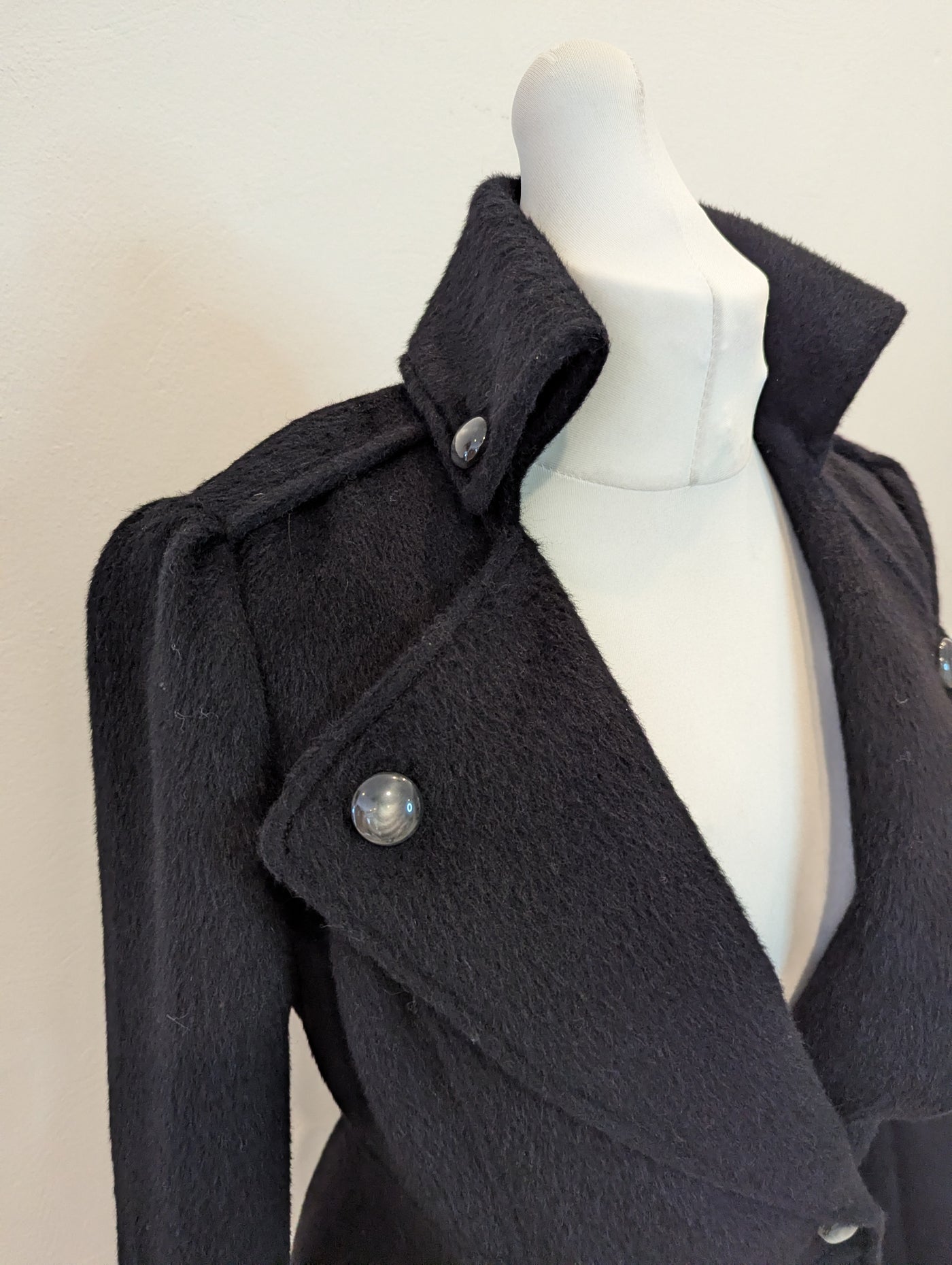 Diane Von Furstenberg Black wool and silk lined coat 12