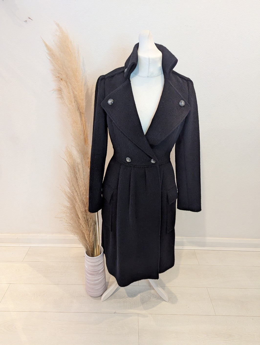 Diane Von Furstenberg Black wool and silk lined coat 12