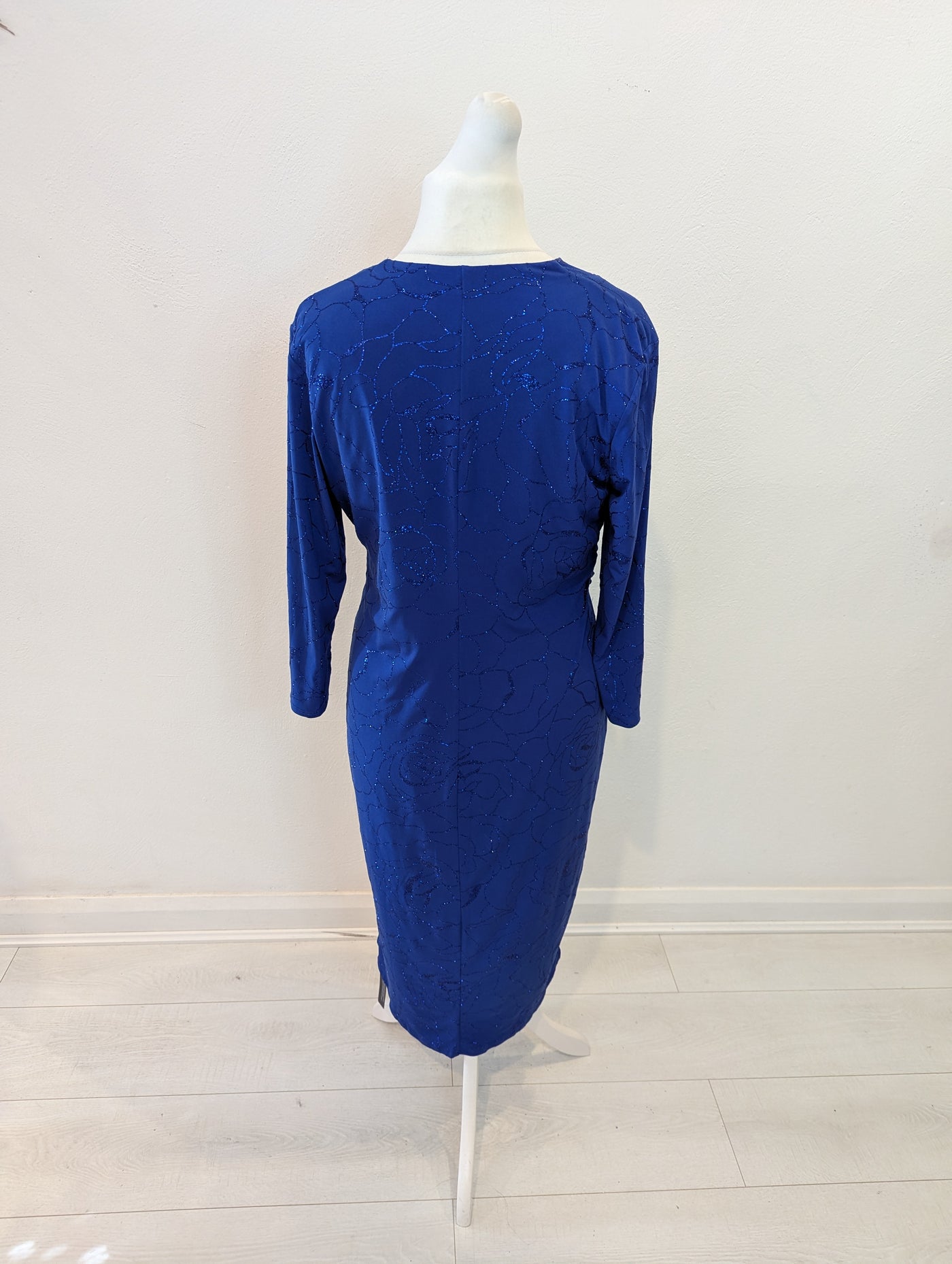 Roman Blue Floral Glitter Dress 16 NWT RRP £52