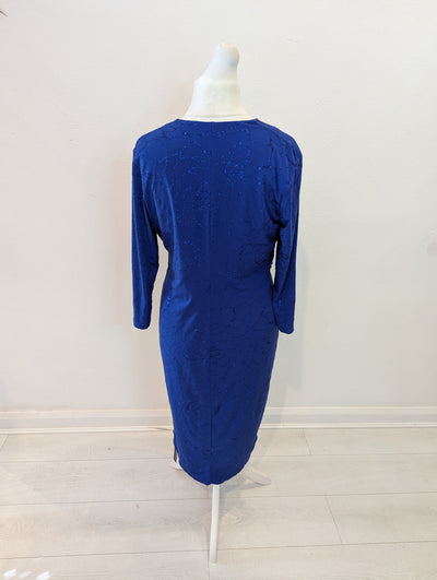 Roman Blue Floral Glitter Dress 16 NWT RRP £52