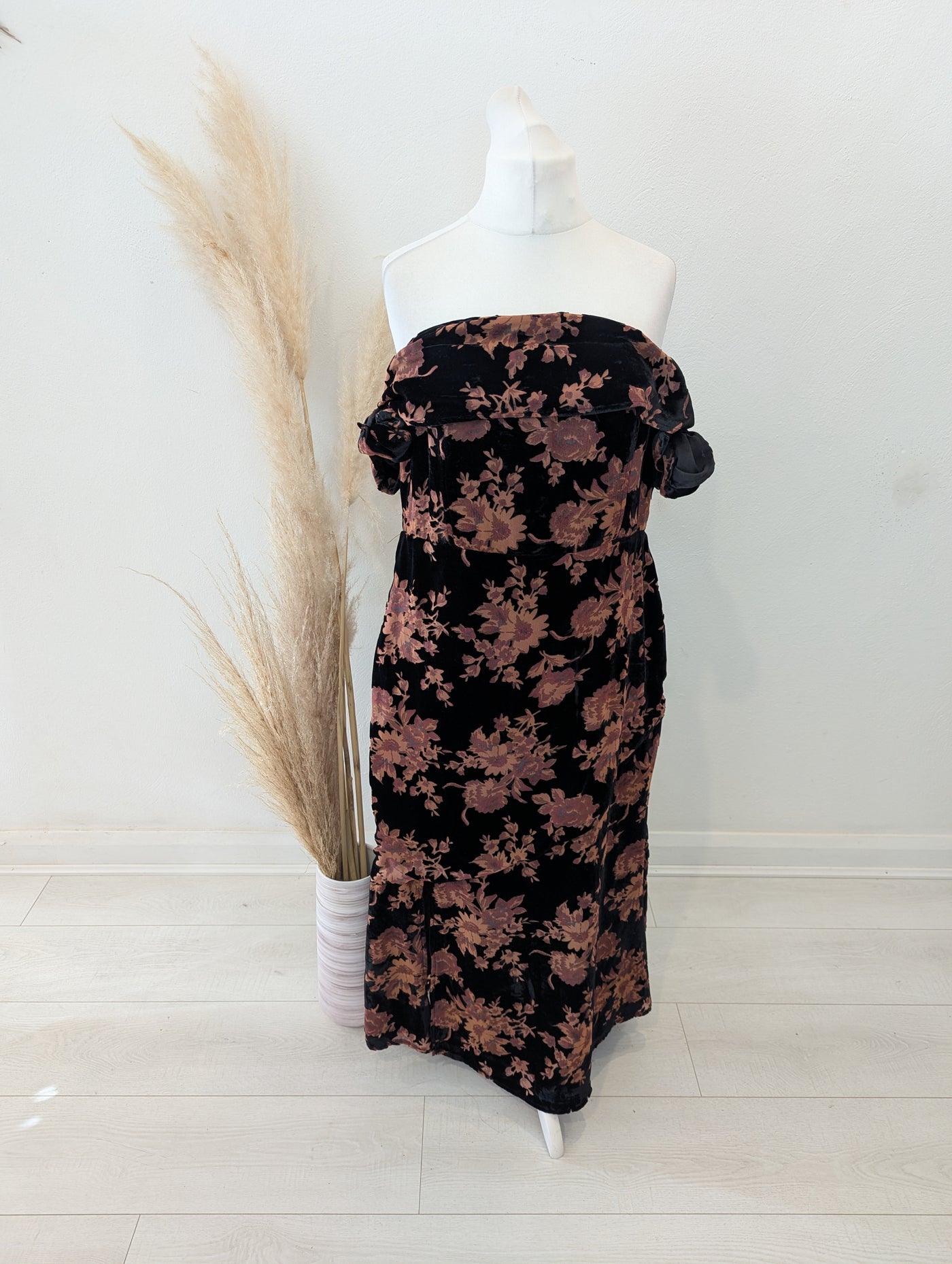 Coast Brown Floral Bardot Dress 18