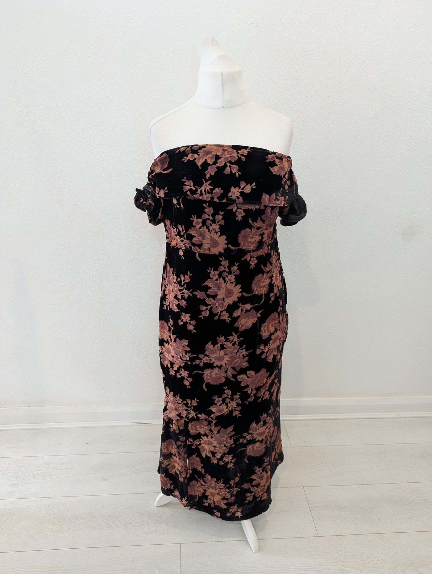 Coast Brown Floral Bardot Dress 18