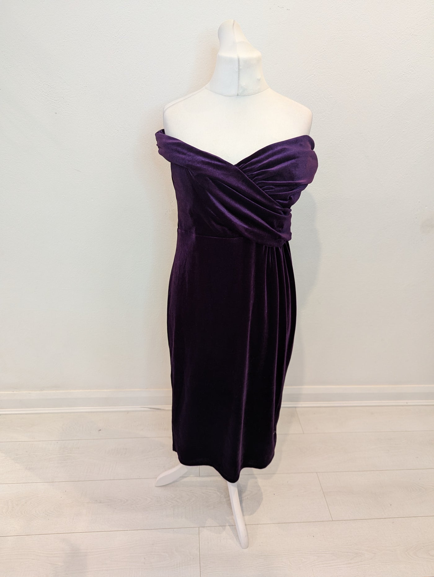 Coast Purple Velvet Bardot Dress 18