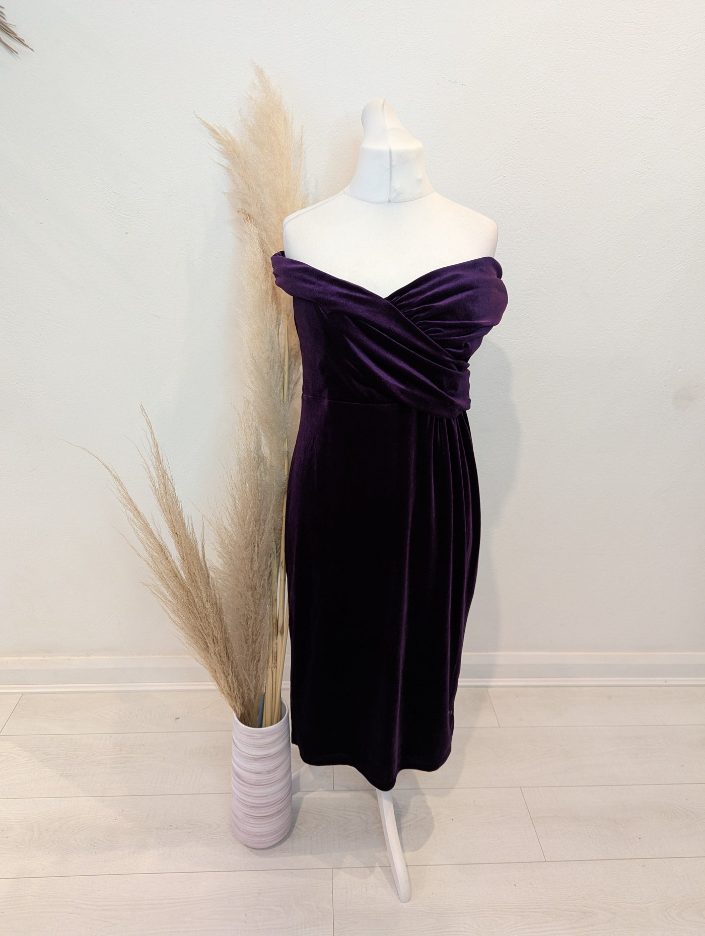 Coast Purple Velvet Bardot Dress 18