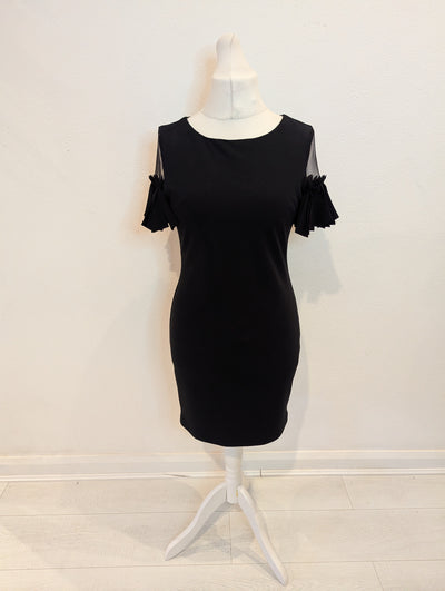 F&P Black pleated sleeve dress L