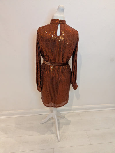 Style Cheat Copper Sequin dress NWT 12 RRP £65