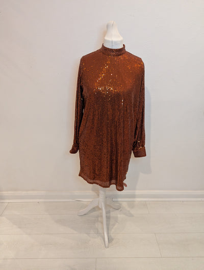 Style Cheat Copper Sequin dress NWT 12 RRP £65